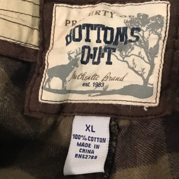 Bottoms Out Shorts Mens XL Brown Tan Plaid Flannel Lounge Sleep Drawstring Cargo - Picture 5 of 8